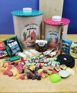 Lot de 2 boîtes “La boîte à sucre de ma mamie” remplie de confiseries d’antan