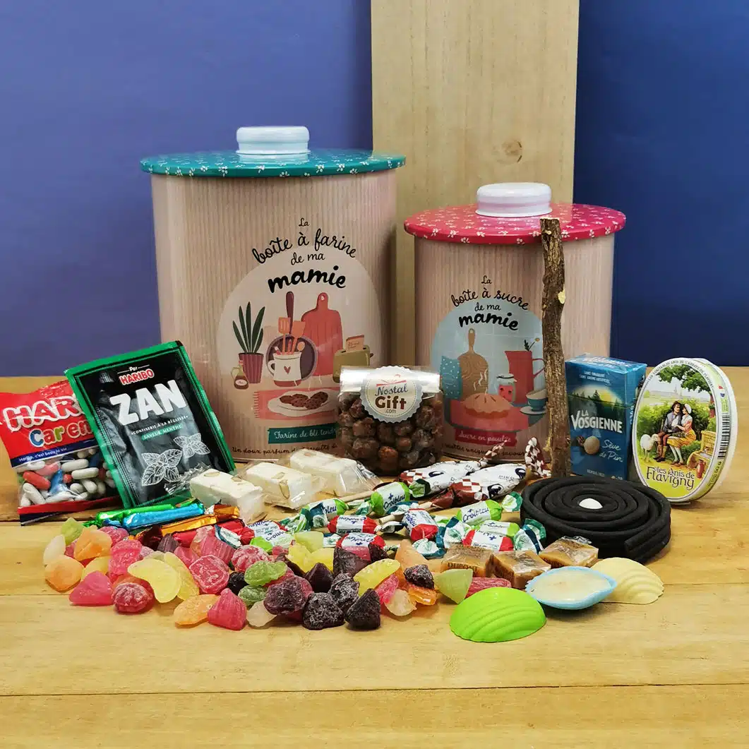 Lot de 2 boîtes “La boîte à sucre de ma mamie” remplie de confiseries d’antan – Image 2