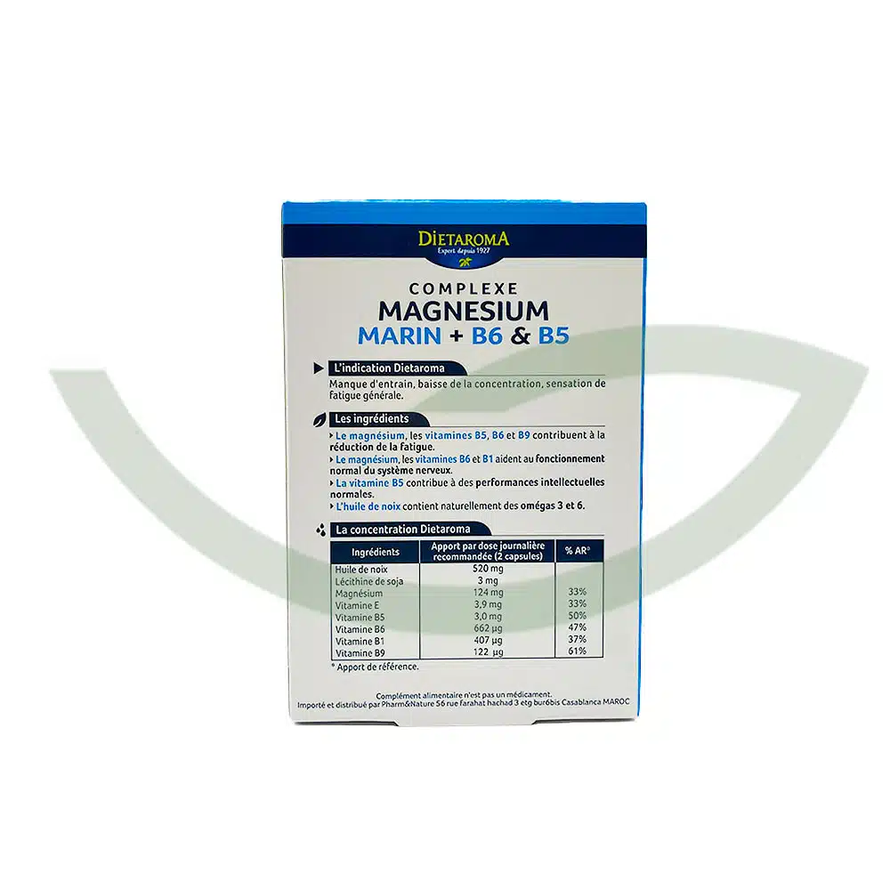 Complexe magnésium marin + B6 & B5 – 60 capsules – Dietaroma – Image 3