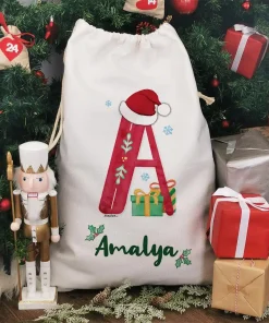 Hotte de Noël XXL personnalisée – Lettre et prénom