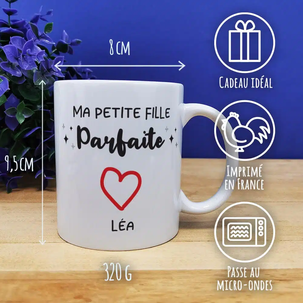 Mug “Ma petite fille parfaite” – Cadeau mamie, papy personnalisé – Image 3