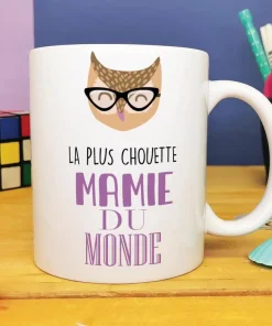 Mug “La plus chouette Mamie du monde” personnalisable – Cadeau Grand-mère