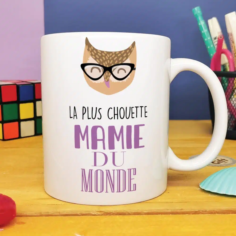 Mug “La plus chouette Mamie du monde” personnalisable – Cadeau Grand-mère