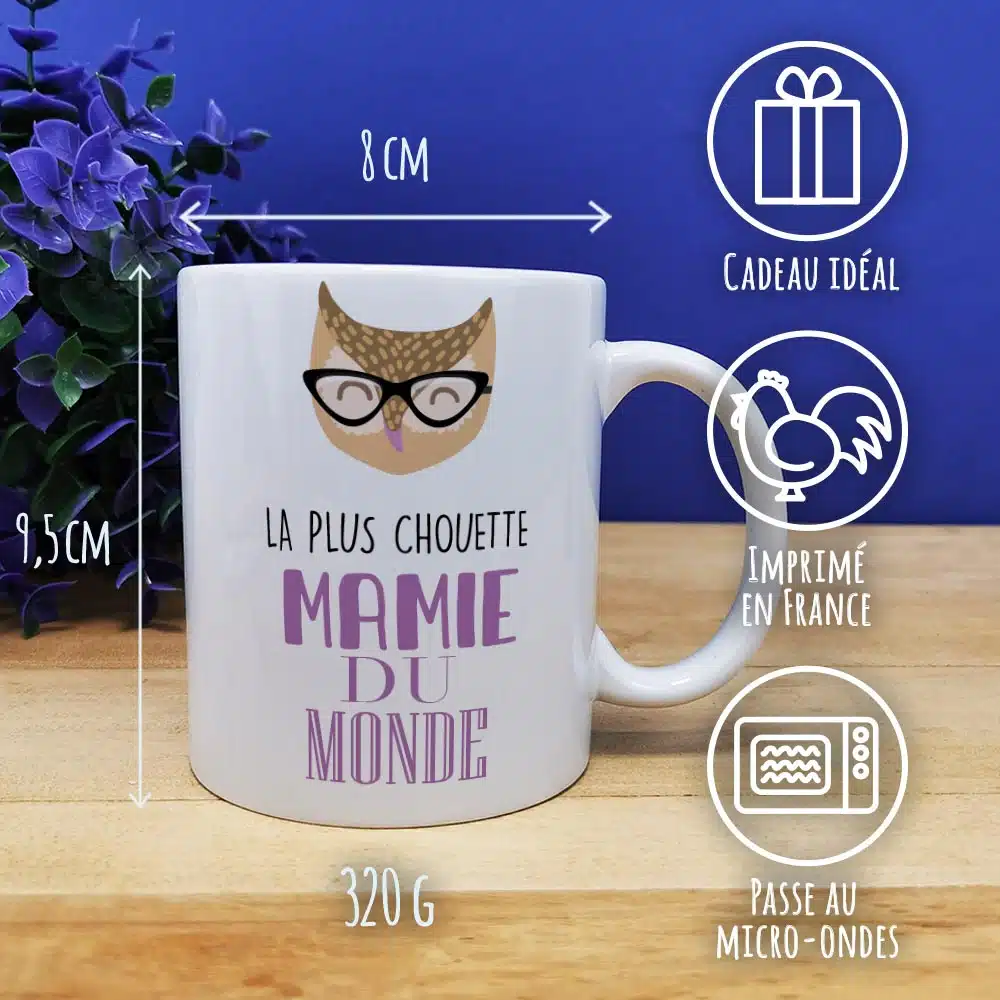 Mug “La plus chouette Mamie du monde” personnalisable – Cadeau Grand-mère – Image 2