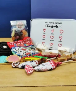 Coffret bonbons des années 60 personnalisé “Mes petits enfants parfaits” (Boîte en métal)