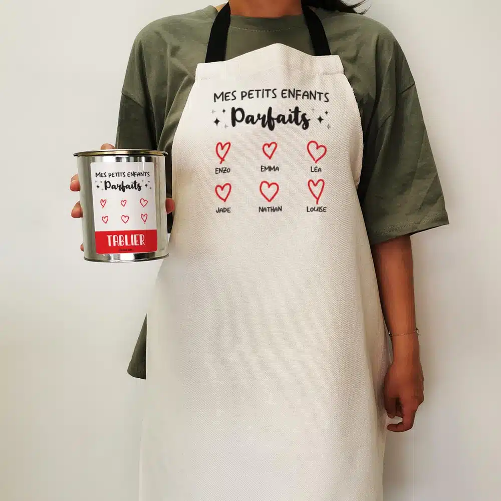 Tablier de cuisine “Mes petits enfants parfaits” cadeau papy et mamie personnalisé – Image 3