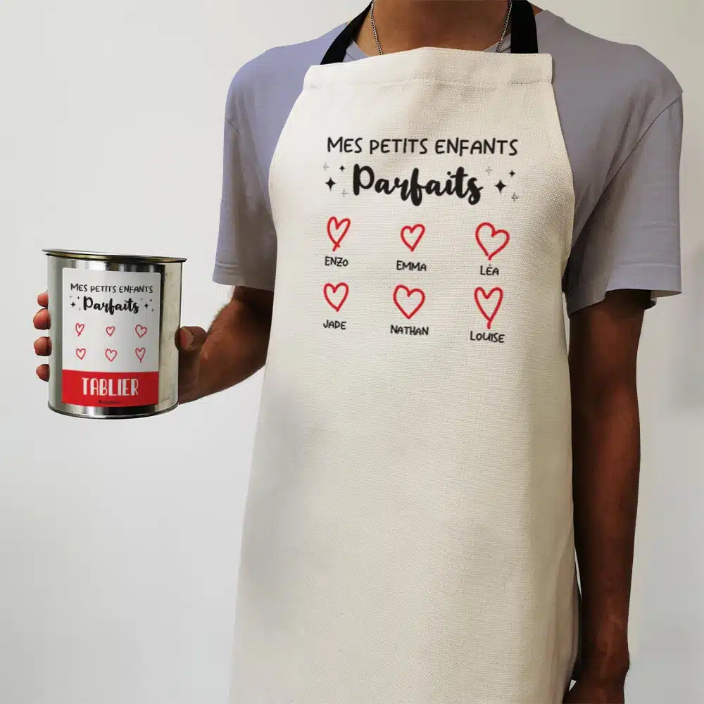 Tablier de cuisine “Mes petits enfants parfaits” cadeau papy et mamie personnalisé – Image 4