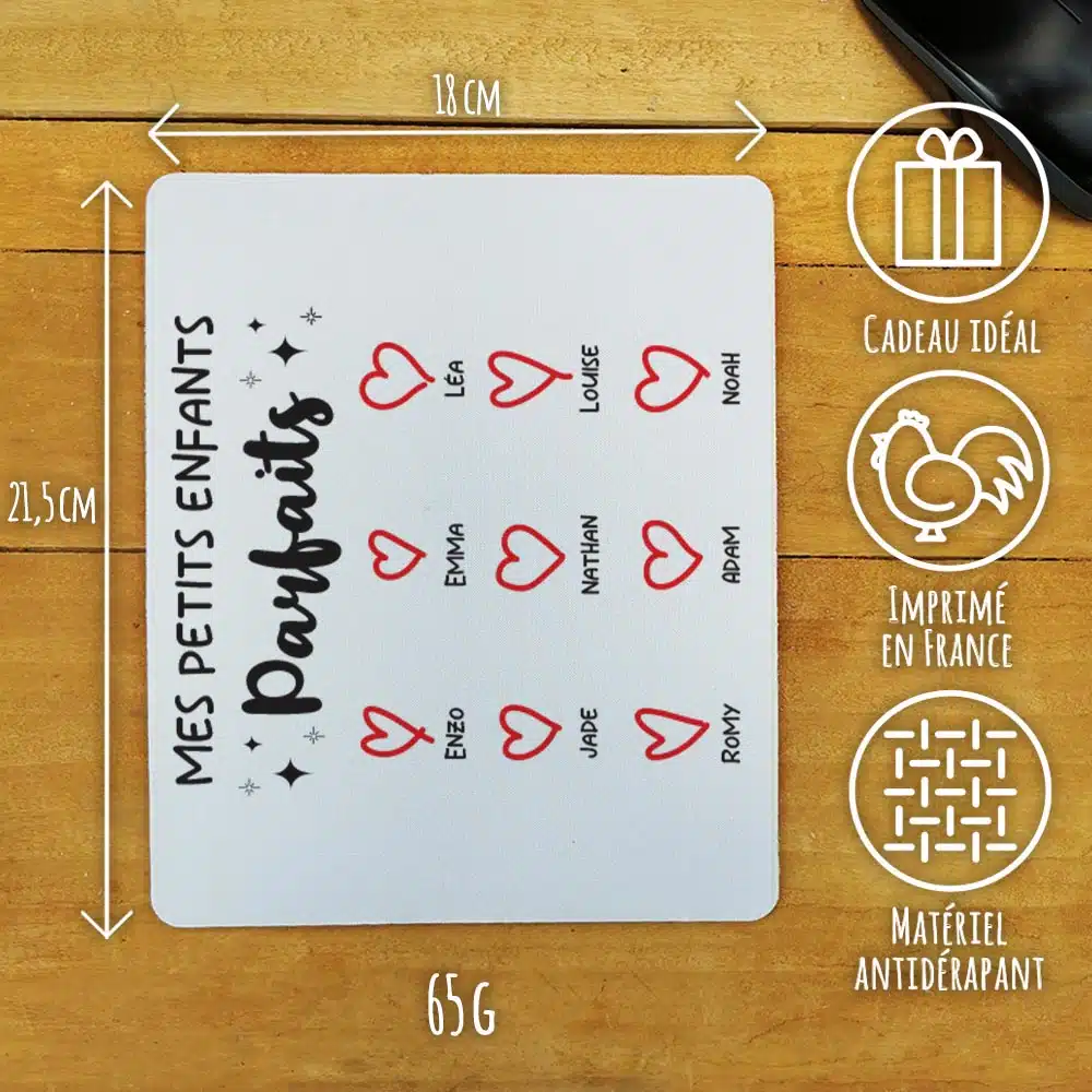 Tapis de souris “Mes petits enfants parfaits” – cadeau papy ou mamie – Image 3