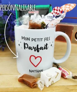 Mug bonbon années 60  “Mon petit fils parfait” – cadeau   mamie,  papy personnalisé