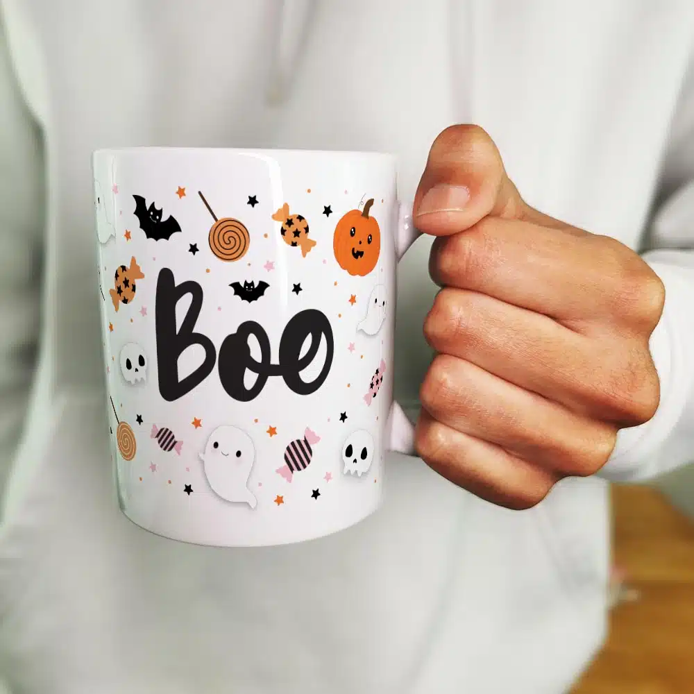 Mug Halloween – Motifs enfantins “Boo”