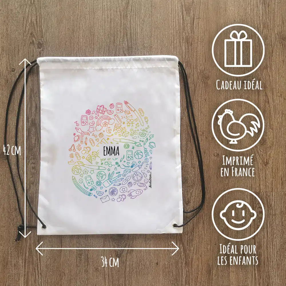 Sac à dos sport personnalisé : gym, piscine… – Arc en Ciel – Image 3