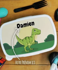 Boîte à goûter enfant personnalisée – plastique Dinosaure