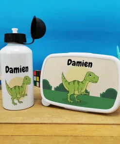 Boîte à goûter & gourde enfant personnalisées  Dinosaure : cadeau garçon