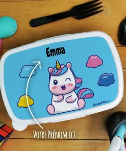 Boîte à goûter enfant personnalisée – plastique Licorne