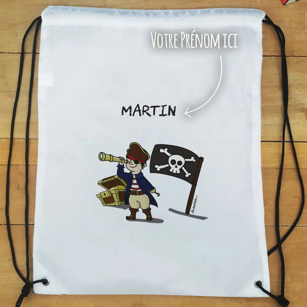 Sac à dos sport personnalisé : gym, piscine… – Pirate – cadeau garçon – Image 4