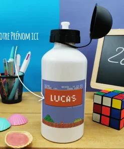 Gourde personnalisée – Retrogaming – cadeau rentrée pour garçon