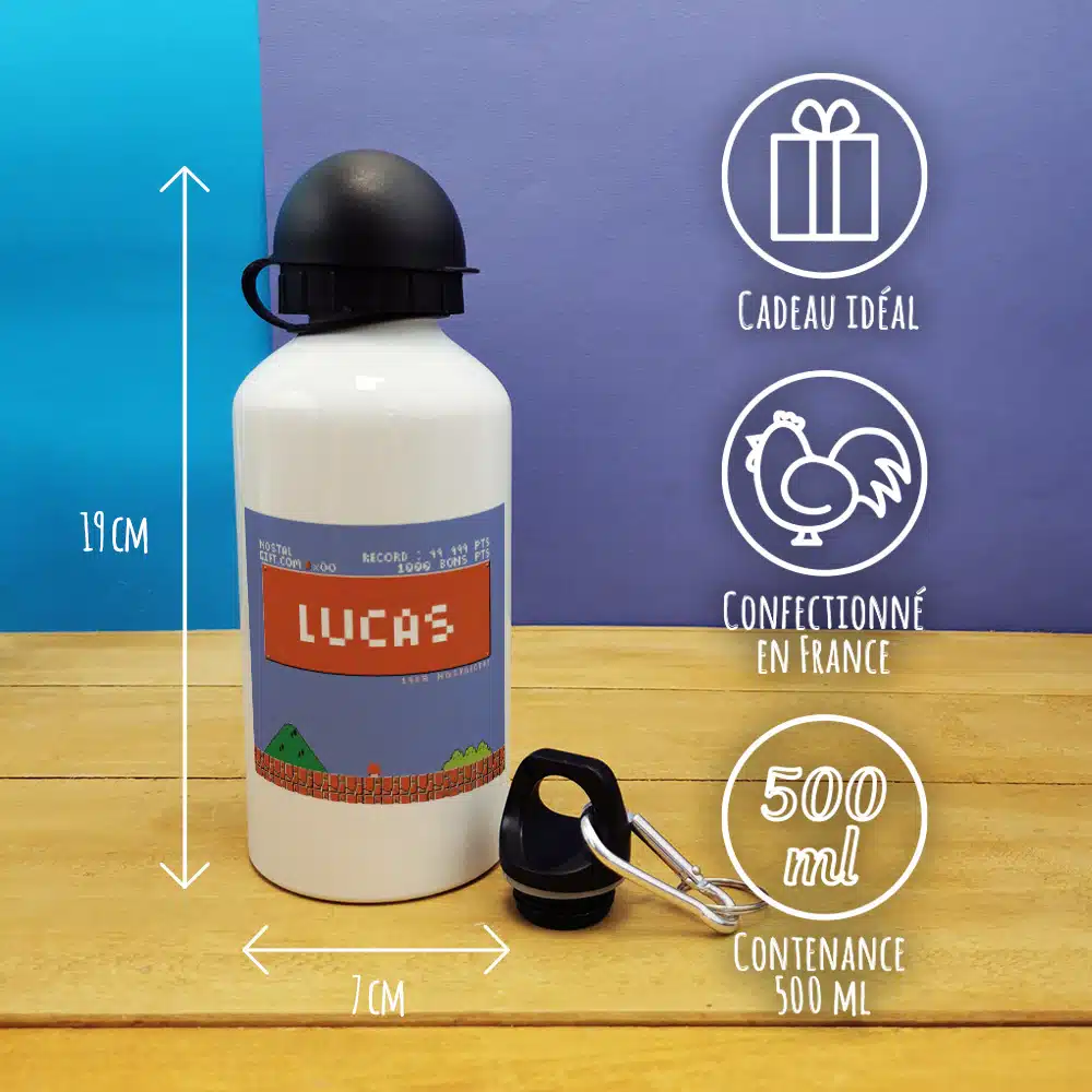 Gourde personnalisée – Retrogaming – cadeau rentrée pour garçon – Image 3