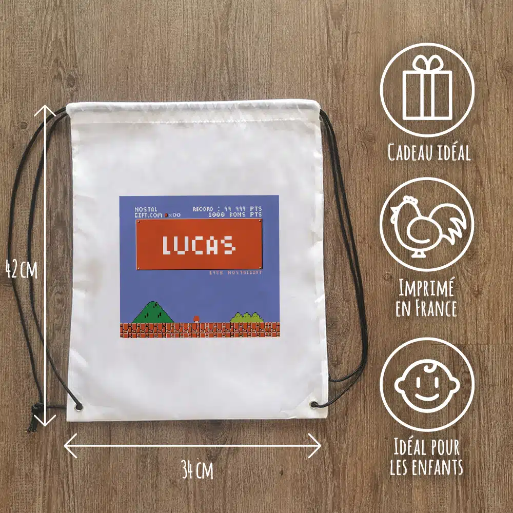 Sac à dos sport personnalisé : gym, piscine… – Retrogaming – cadeau garçon – Image 3
