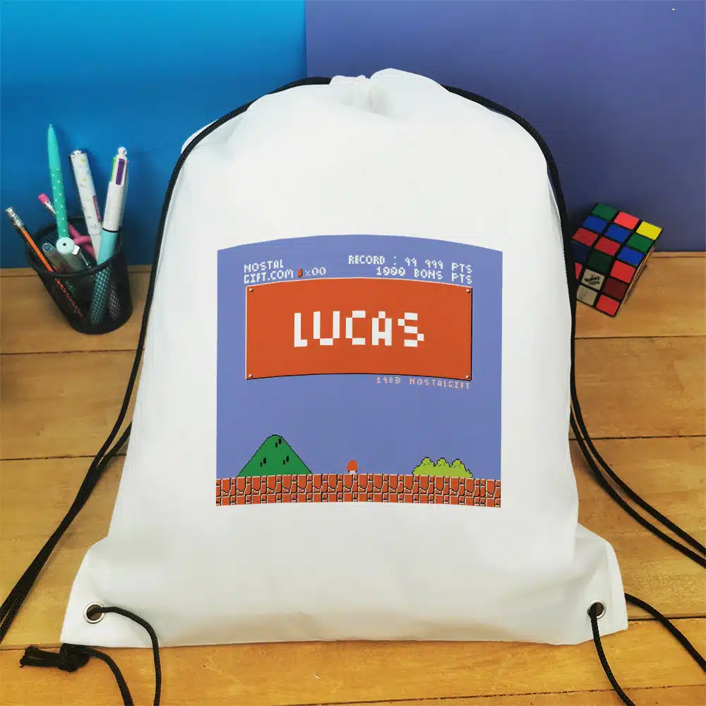 Sac à dos sport personnalisé : gym, piscine… – Retrogaming – cadeau garçon