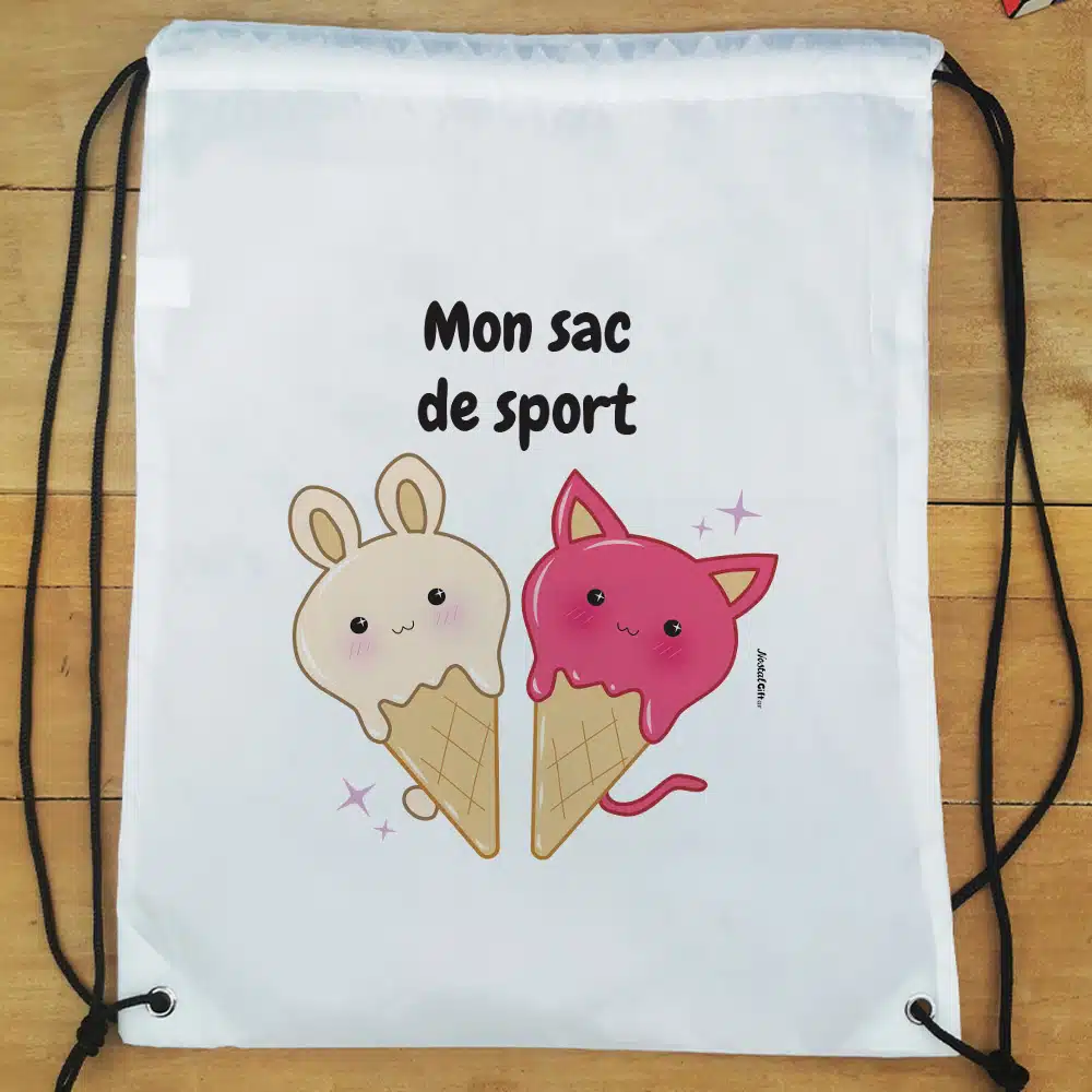 Sac à dos sport : gym, piscine… – Glaces Kawaii – Image 4