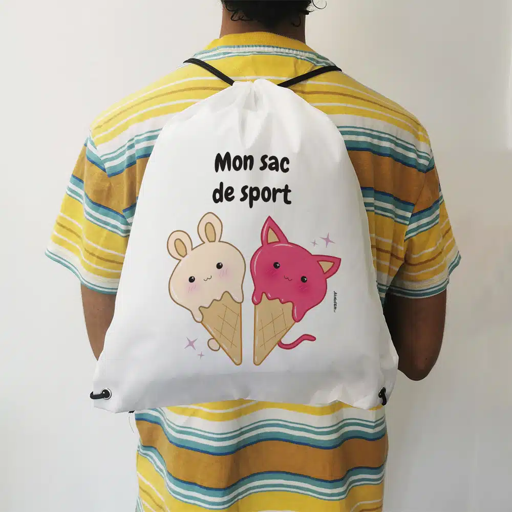 Sac à dos sport : gym, piscine… – Glaces Kawaii – Image 2