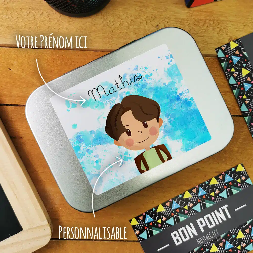 Boîte à bons points personnalisée – Petit écolier – cadeau rentrée pour garçon