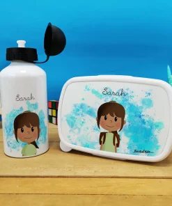 Boîte à goûter & gourde enfant personnalisées  Petite écolière
