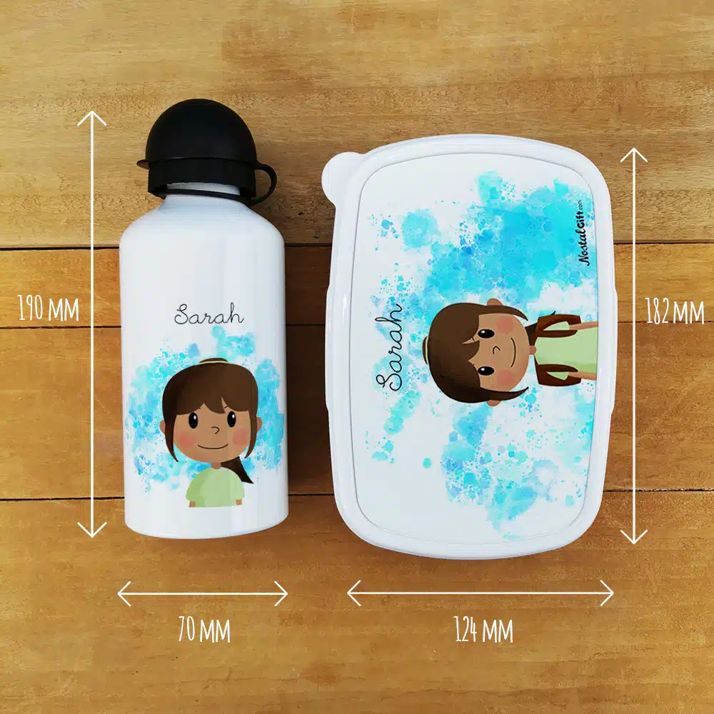 Boîte à goûter & gourde enfant personnalisées Petite écolière – Image 3