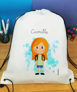Sac à dos sport personnalisé : gym, piscine… – Petite écolière – cadeau fille