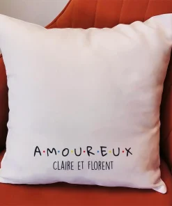 Coussin personnalisé AMOUREUX – 40×40 cm – Cadeau Saint Valentin