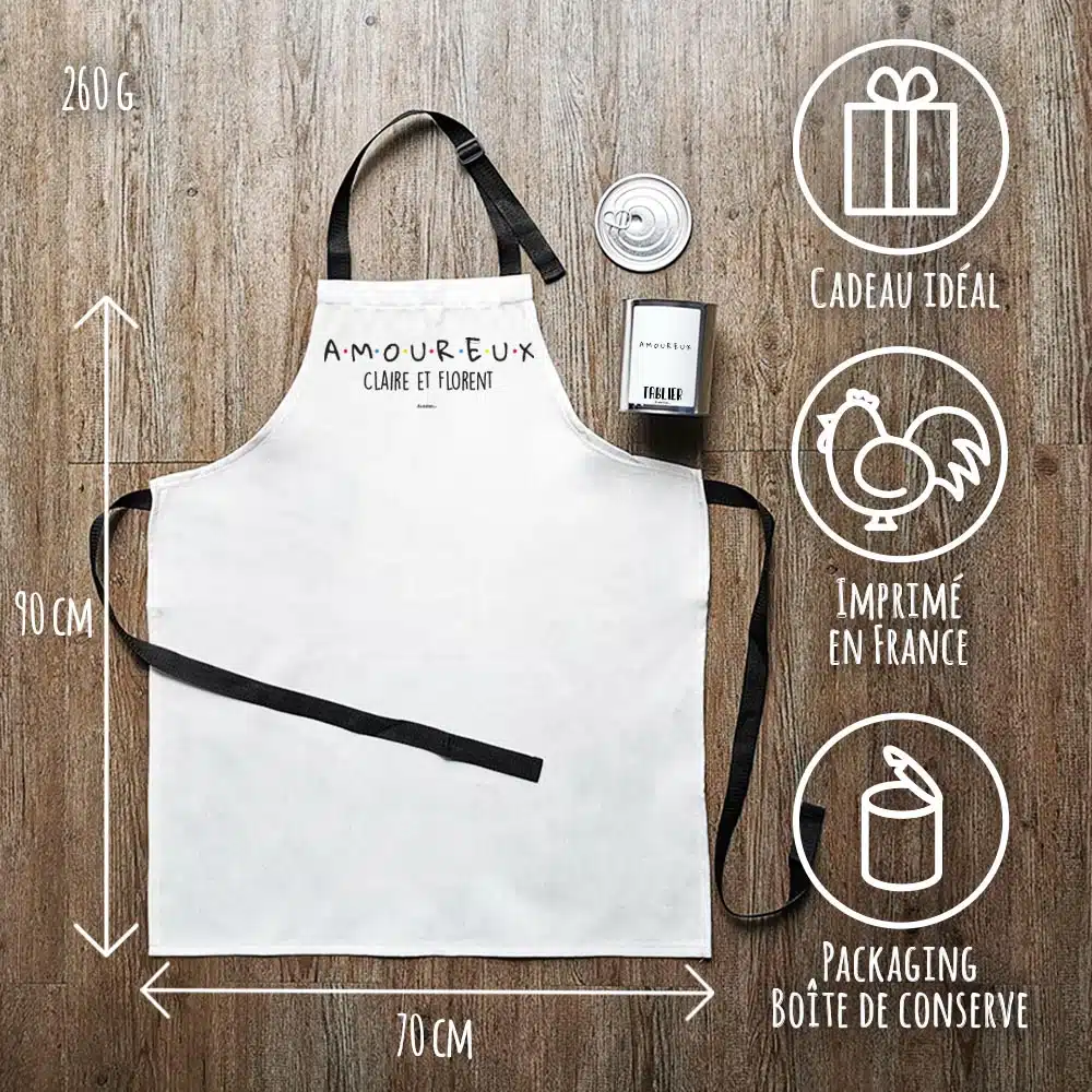 Tablier de cuisine “AMOUREUX” personnalisé – Image 2