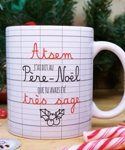 Mug “Atsem j’ai dit au Père Noël que tu avais été très sage”  – Cadeau pour Noël Atsem – cadeau personnalisé