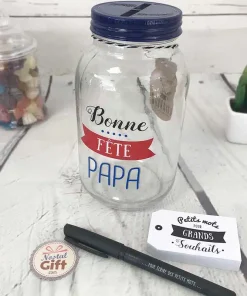 Bocal à souhaits / tirelire à message “Bonne Fête Papa” – Idée cadeau Papa)