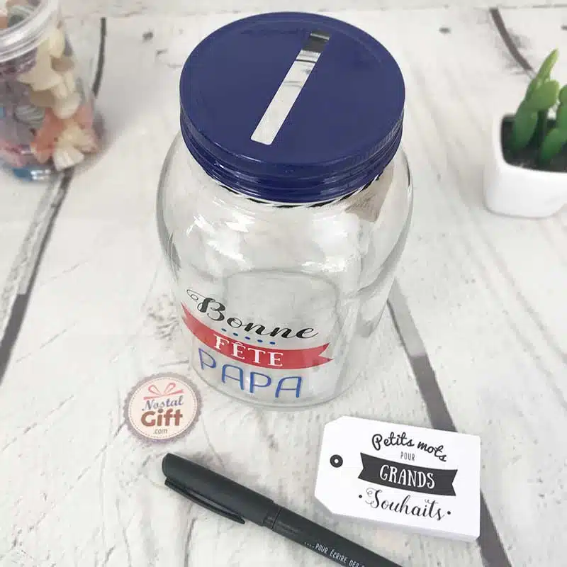Bocal à souhaits / tirelire à message “Bonne Fête Papa” – Idée cadeau Papa) – Image 4
