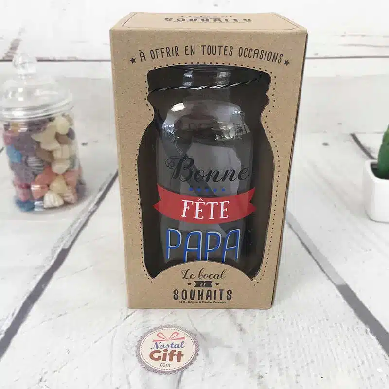 Bocal à souhaits / tirelire à message “Bonne Fête Papa” – Idée cadeau Papa) – Image 3
