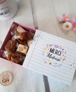 Boîte de 10 nougats tendres et 10 caramels à la vanille – Merci Maîtresse