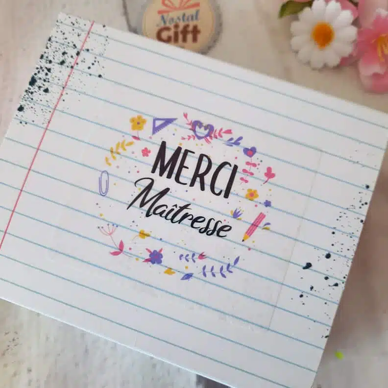 Boîte de 10 nougats tendres et 10 caramels à la vanille – Merci Maîtresse – Image 2