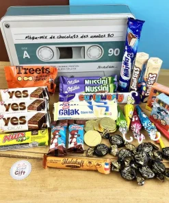Coffret cadeau – Boîte en métal cassette – Chocolats des années 80 – grand coffret chocolat original
