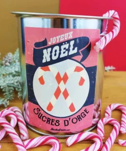 Coffret bonbon : Boîte de conserve remplie de sucre d’orge “Joyeux Noël”