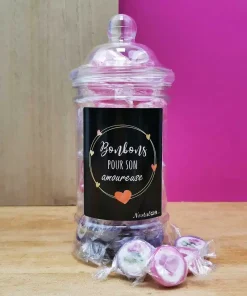 Bonbonnière Saint Valentin – Bonbon rock cœur x 40 – ” Bonbons pour son amoureuse”