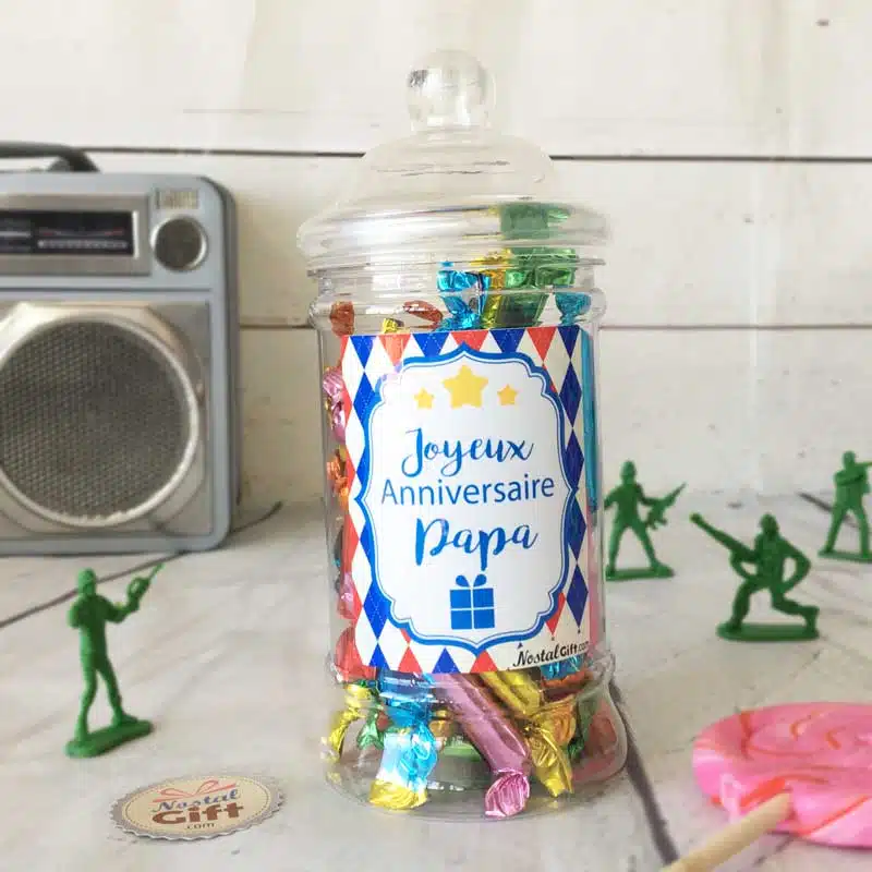 Bonbonnière Papa – 40 minis sucre d’orge – “Joyeux anniversaire papa”
