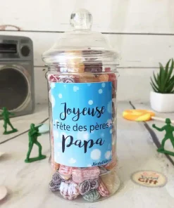 Bonbonnière personnalisée – 300g mix de bonbons anciens – “Joyeuse fêtes des pères Papa”