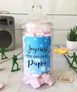 Bonbonnière Papa – 15 cœurs guimauve – “Joyeuse fête des pères Papa”