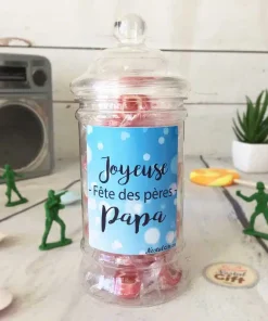 Bonbonnière Papa – Bonbon rock cœur x40 – “Joyeuse fête des pères Papa”