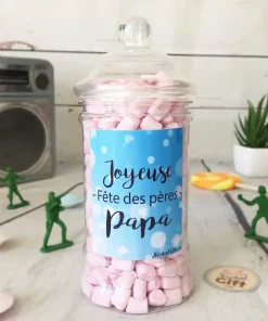 Bonbonnière Papa – 300 petits chamallows – “Joyeuse fête des pères Papa”