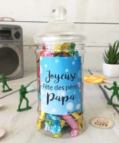 Bonbonnière Papa – 40 minis sucre d’orge – “Joyeuse fête des pères Papa”