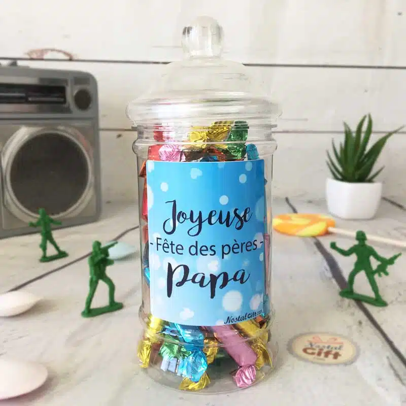 Bonbonnière Papa – 40 minis sucre d’orge – “Joyeuse fête des pères Papa”
