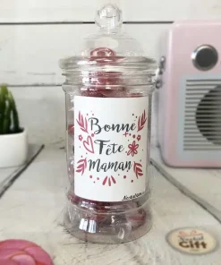 Bonbonnière maman – Bonbon rock cœur x40 – “Bonne fête maman”