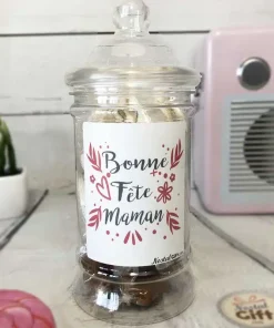 Bonbonnière maman – “Bonne fête maman” – 10x Nougats – 10x Caramel