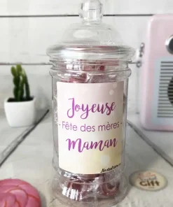Bonbonnière maman -Bonbon rock cœur x40 “Joyeuse fête des mères”
